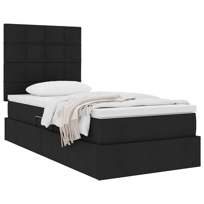 Letto con contenitore e materasso Nero 90 x 190 cm Tessuto | homemem39