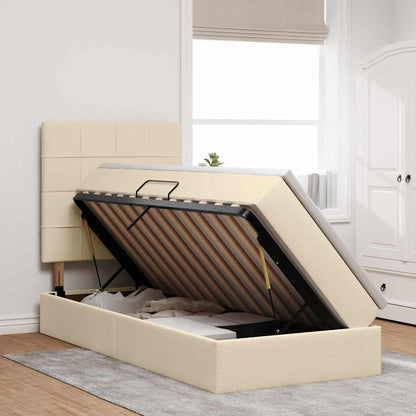 Letto con contenitore e materasso Crema 90 x 190 cm Tessuto | homemem39
