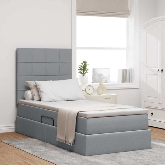 Letto con contenitore e materasso Grigio chiaro 90 x 200 cm | homemem39