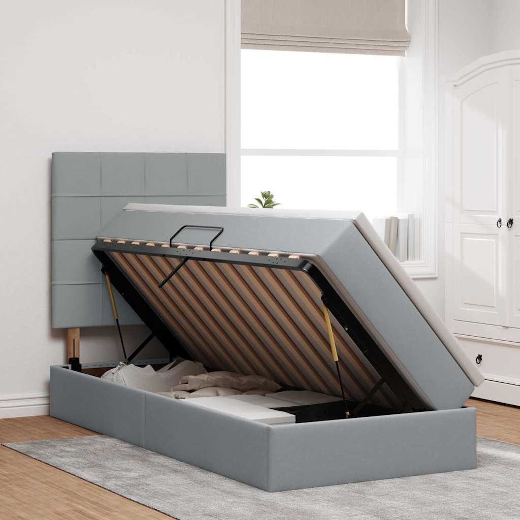 Letto con contenitore e materasso Grigio chiaro 90 x 200 cm | homemem39