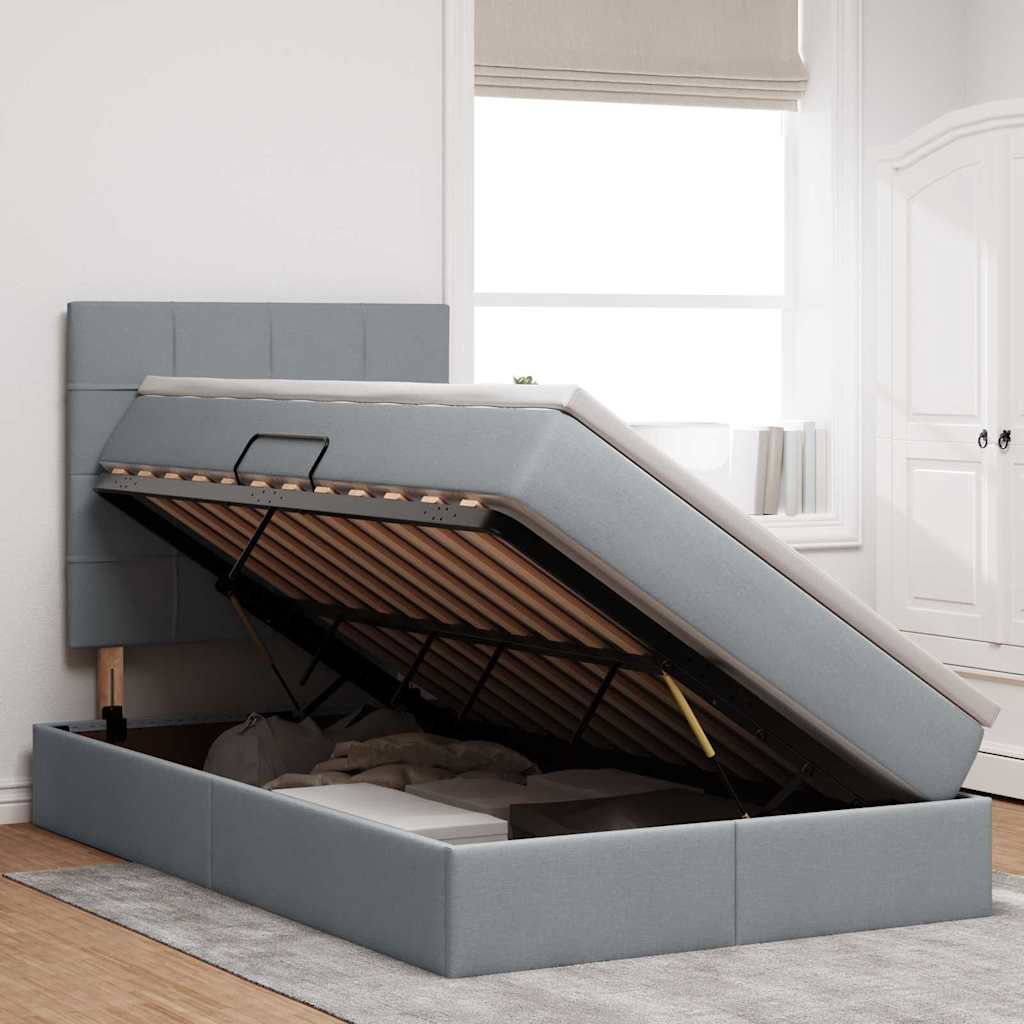 Letto con contenitore e materasso Grigio chiaro 120 x 190 cm | homemem39