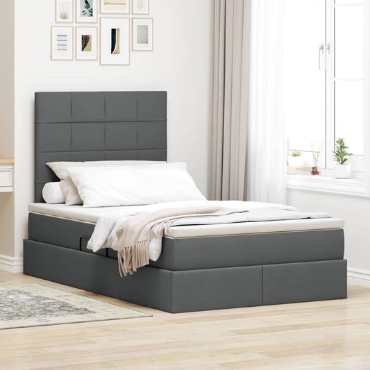 Letto con contenitore e materasso Grigio scuro 120 x 190 cm | homemem39