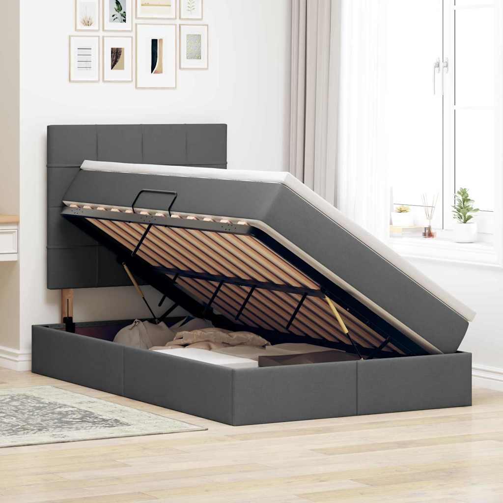 Letto con contenitore e materasso Grigio scuro 120 x 190 cm | homemem39