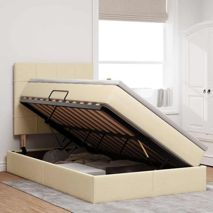 Letto con contenitore e materasso Crema 120 x 200 cm Tessuto | homemem39