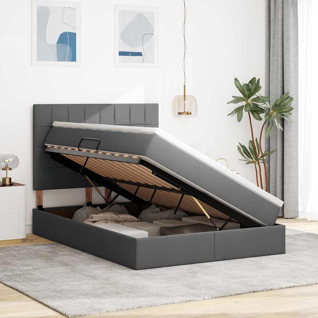 Letto con contenitore e materasso Grigio scuro 140 x 200 cm | homemem39