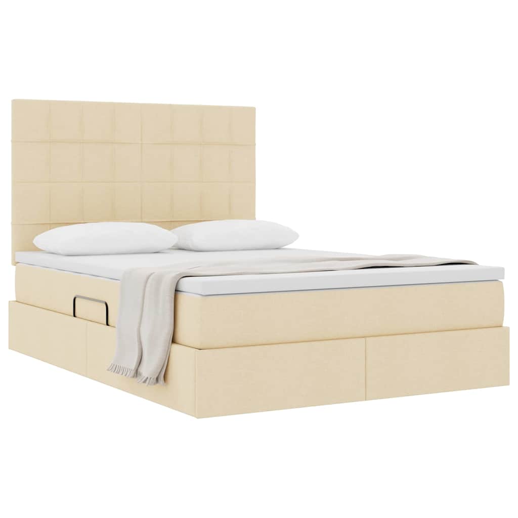 Letto con contenitore e materasso Crema 140 x 200 cm Tessuto | homemem39
