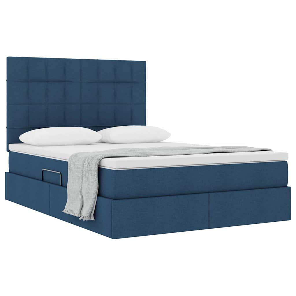 Letto con contenitore e materasso Blu 140 x 200 cm Tessuto | homemem39