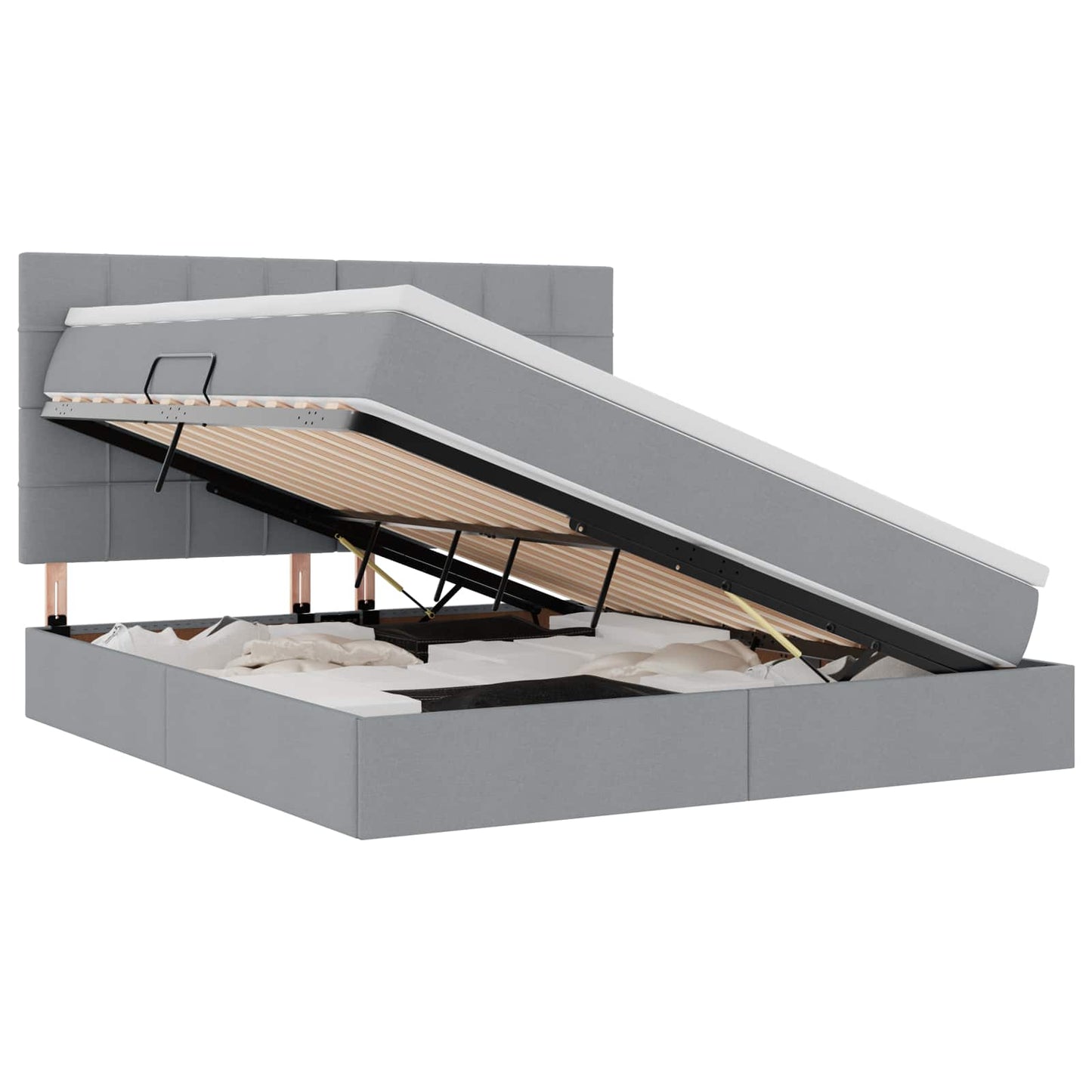 Letto con contenitore e materasso Grigio chiaro 160 x 200 cm | homemem39