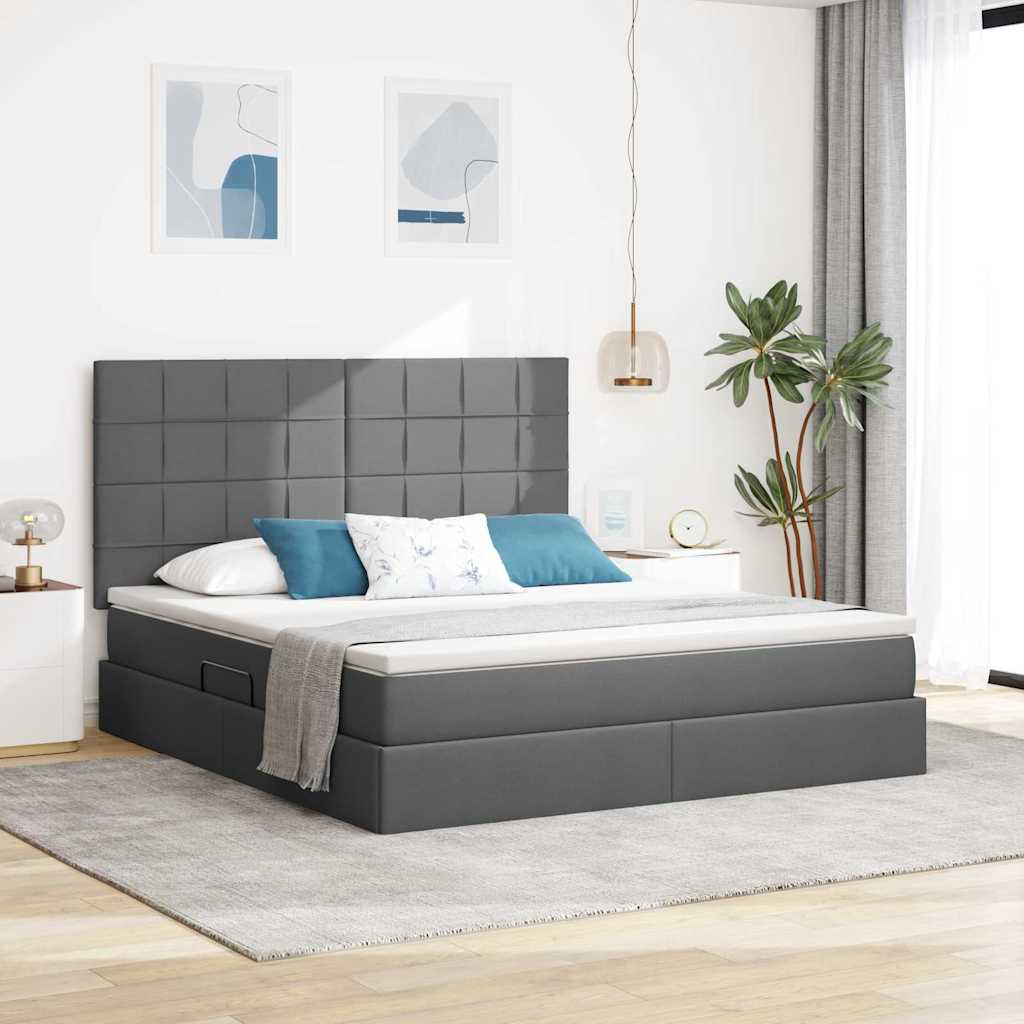 Letto con contenitore e materasso Grigio scuro 180 x 200 cm