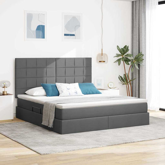 Letto con contenitore e materasso Grigio scuro 180 x 200 cm | homemem39