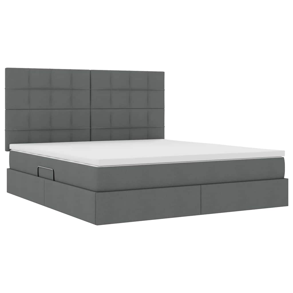 Letto con contenitore e materasso Grigio scuro 180 x 200 cm