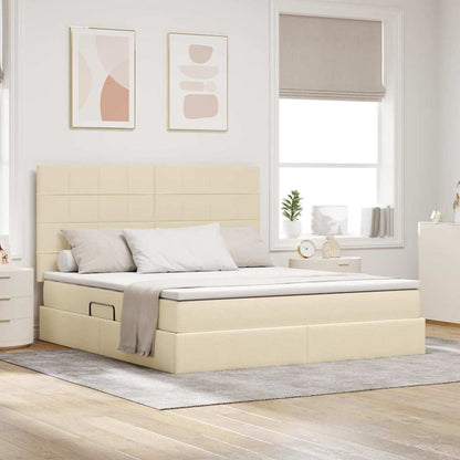 Letto con contenitore e materasso Crema 180 x 200 cm Tessuto | homemem39