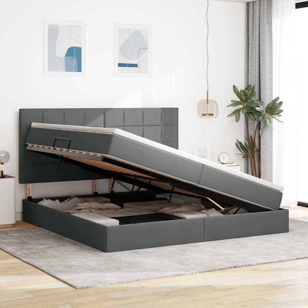 Letto con contenitore e materasso Grigio scuro 200 x 200 cm | homemem39