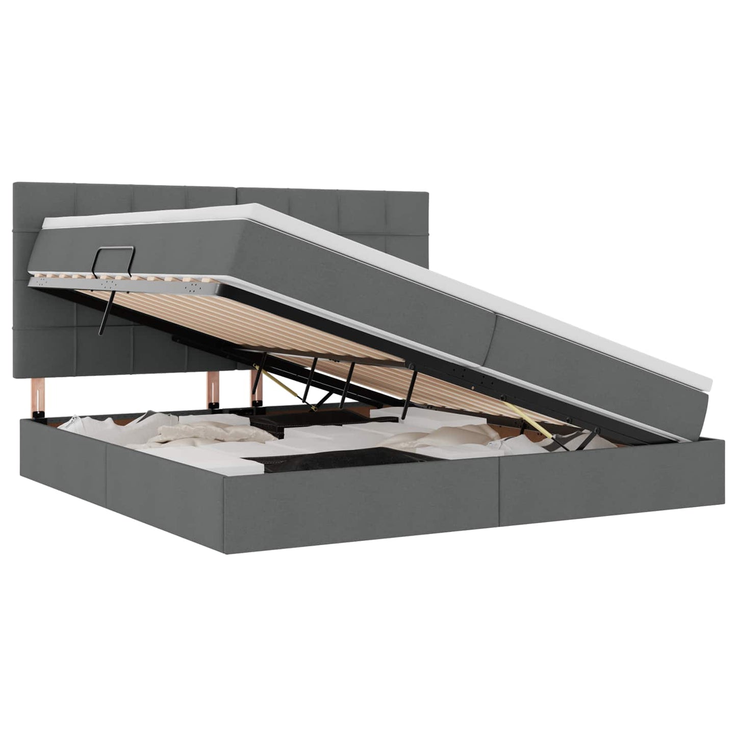Letto con contenitore e materasso Grigio scuro 200 x 200 cm | homemem39