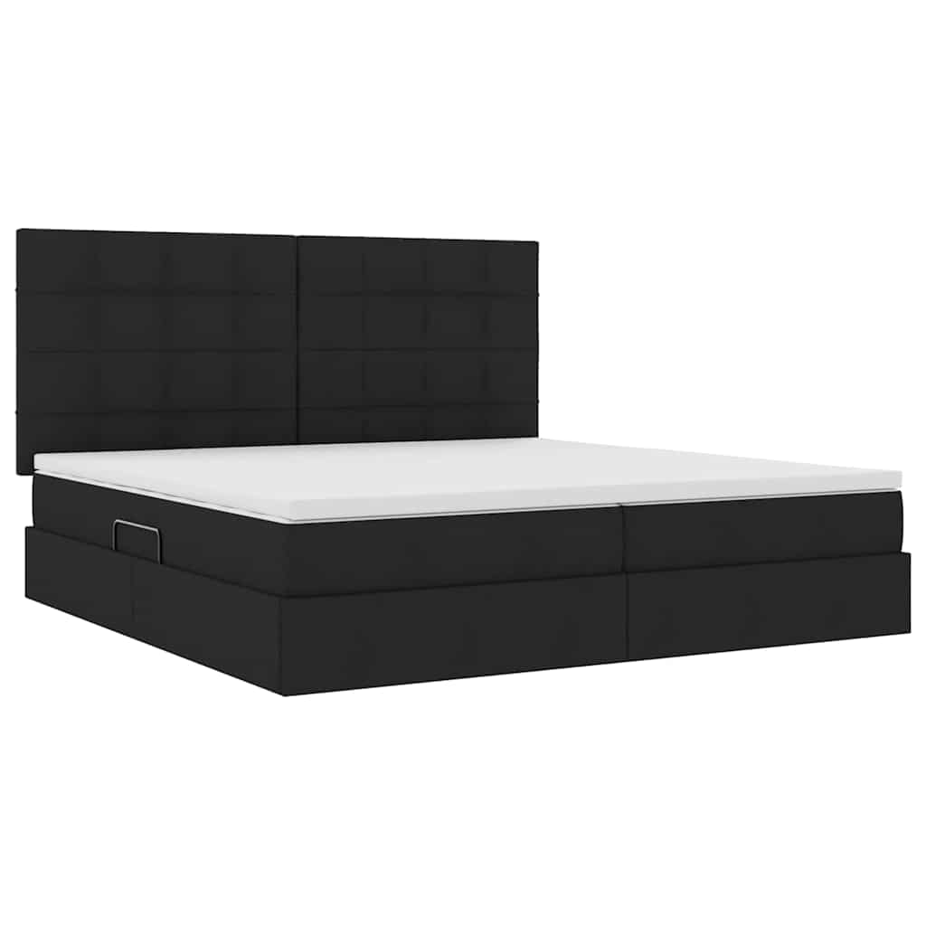 Letto con contenitore e materasso Nero 200 x 200 cm Tessuto | homemem39