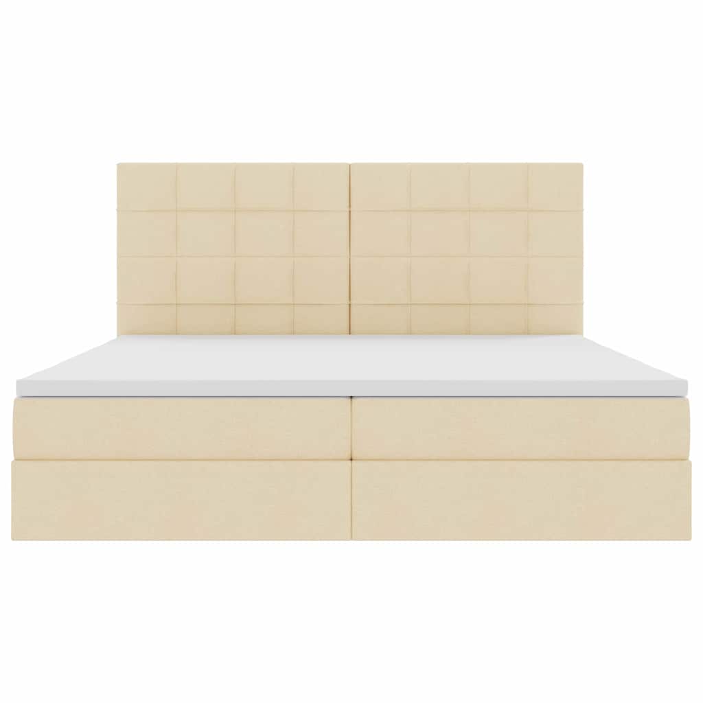 Letto con contenitore e materasso Crema 200 x 200 cm Tessuto | homemem39