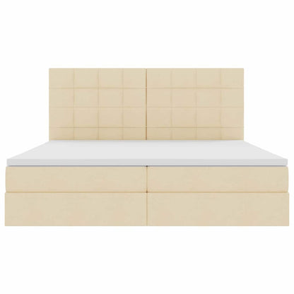 Letto con contenitore e materasso Crema 200 x 200 cm Tessuto | homemem39