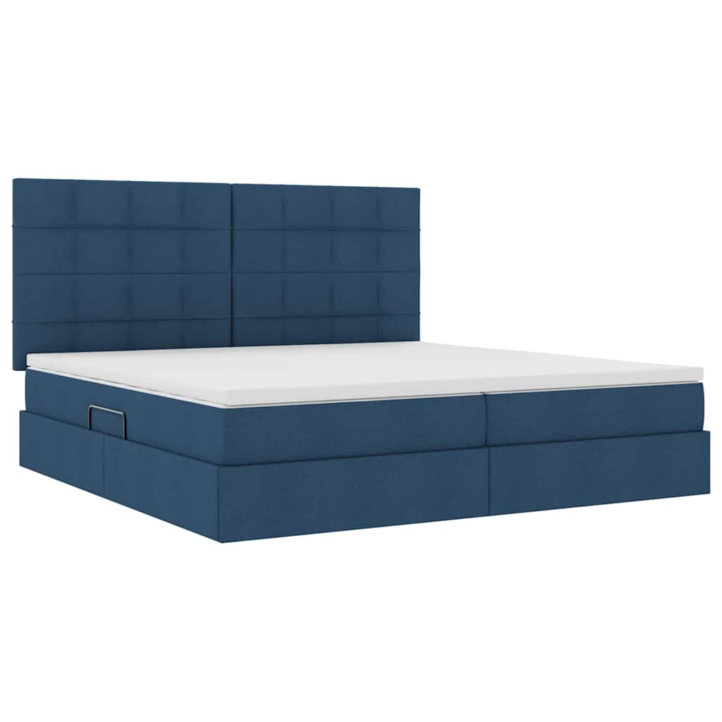 Letto con contenitore e materasso Blu 200 x 200 cm Tessuto | homemem39