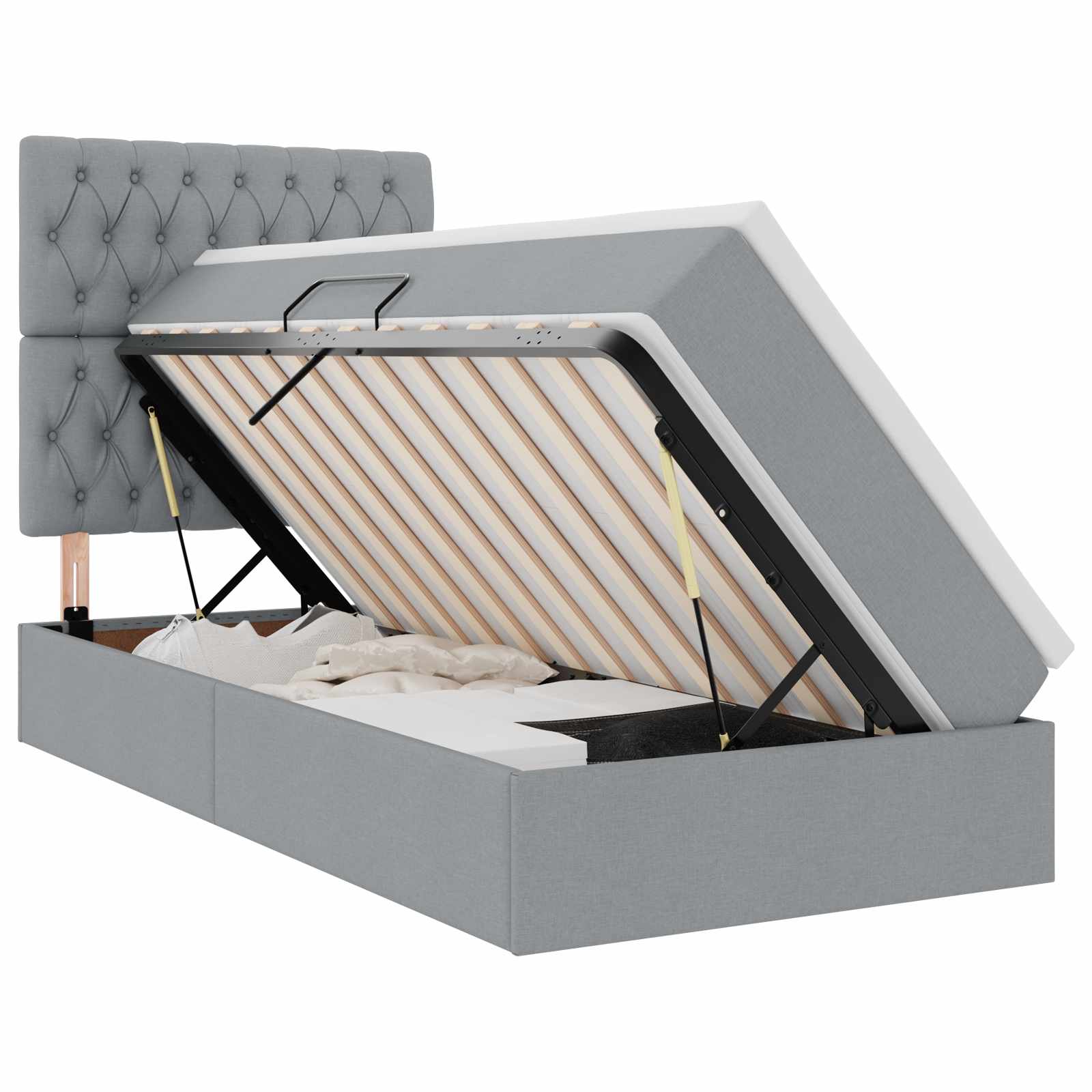 Letto con contenitore e materasso Grigio chiaro 90 x 190 cm | homemem39
