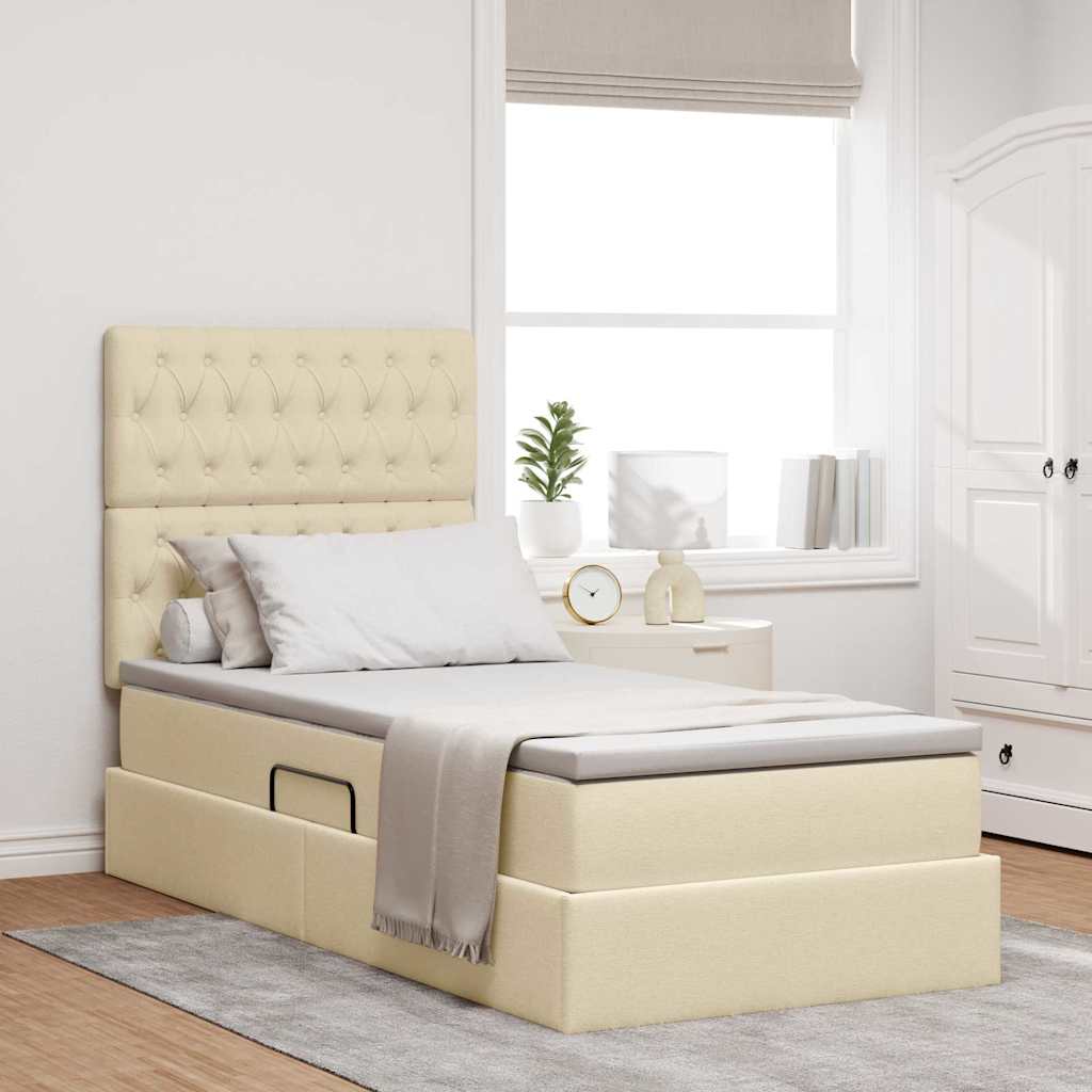 Letto con contenitore e materasso Crema 90 x 190 cm Tessuto | homemem39
