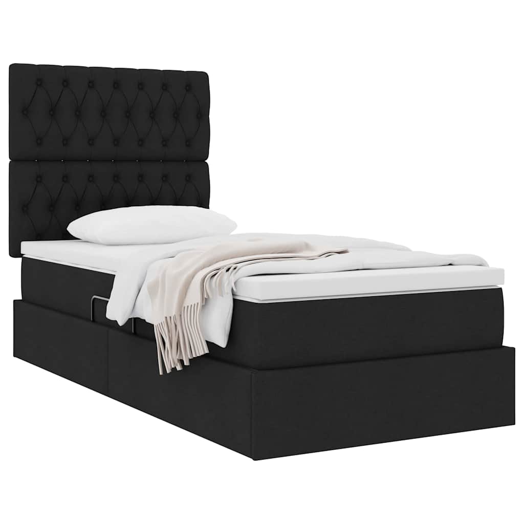 Letto con contenitore e materasso Nero 90 x 200 cm Tessuto | homemem39