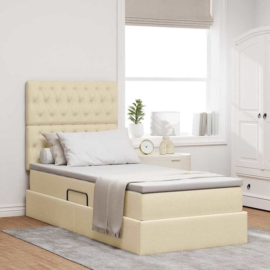 Letto con contenitore e materasso Crema 90 x 200 cm Tessuto | homemem39