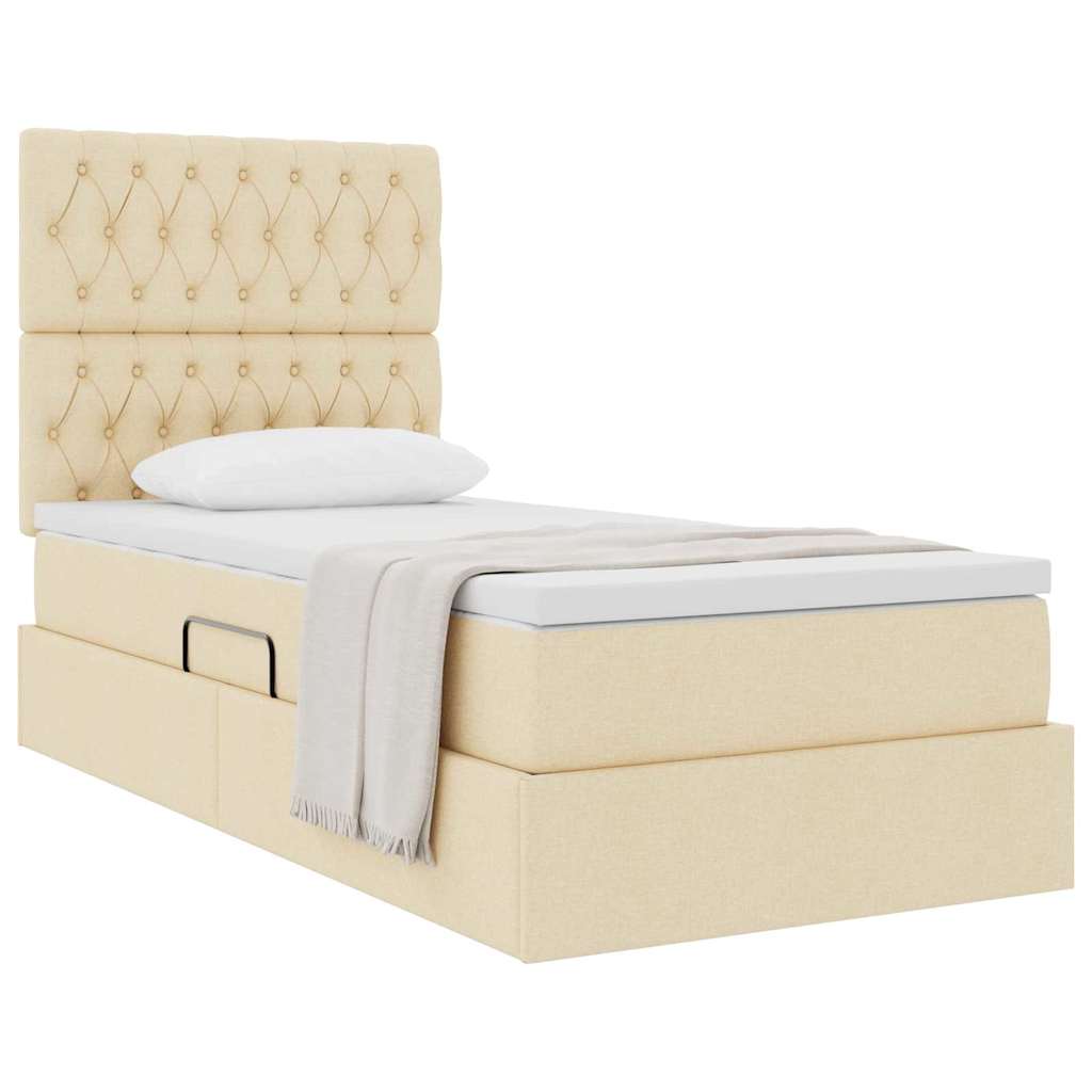Letto con contenitore e materasso Crema 90 x 200 cm Tessuto | homemem39