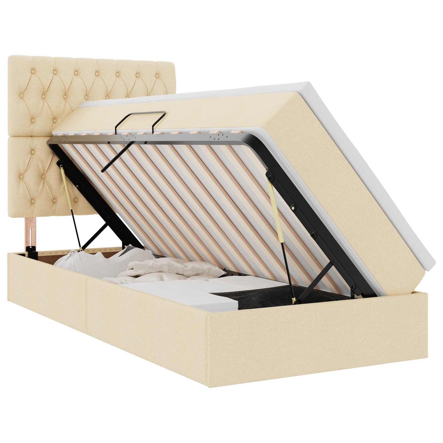 Letto con contenitore e materasso Crema 100 x 200 cm Tessuto | homemem39