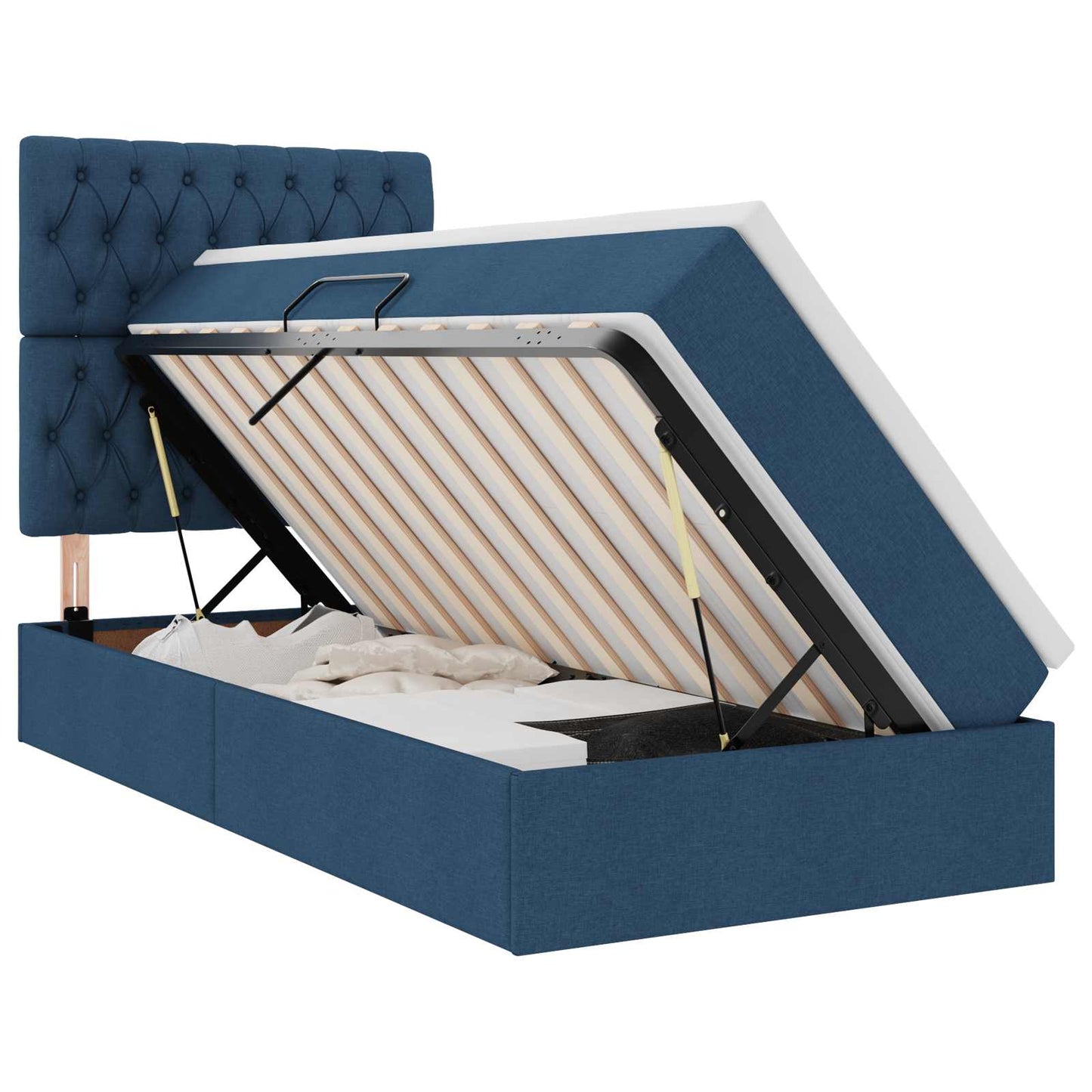 Letto con contenitore e materasso Blu 100 x 200 cm Tessuto | homemem39