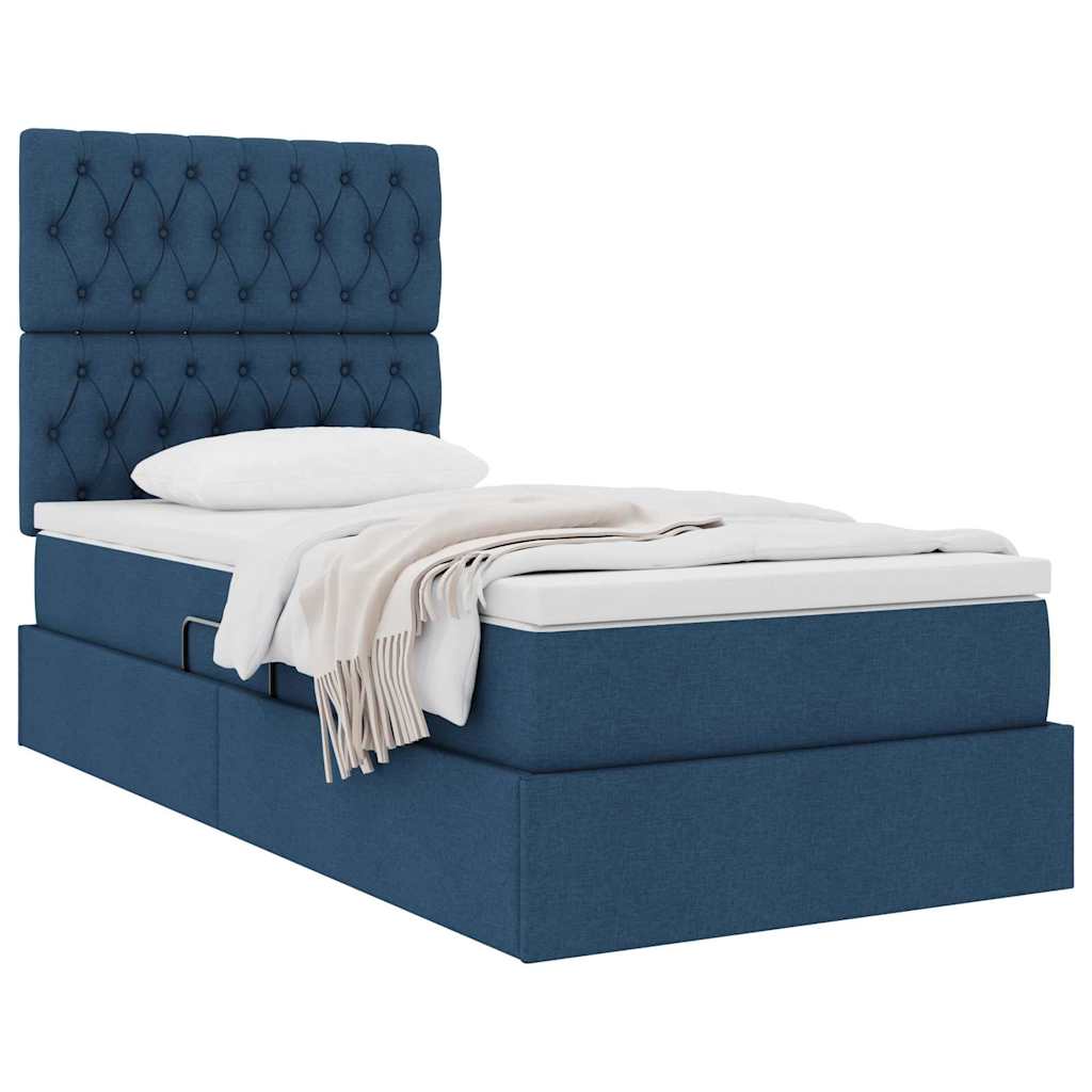 Letto con contenitore e materasso Blu 100 x 200 cm Tessuto | homemem39