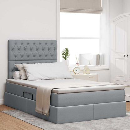 Letto con contenitore e materasso Grigio chiaro 120 x 190 cm