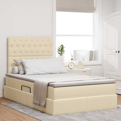 Letto con contenitore e materasso Crema 120 x 200 cm Poliestere