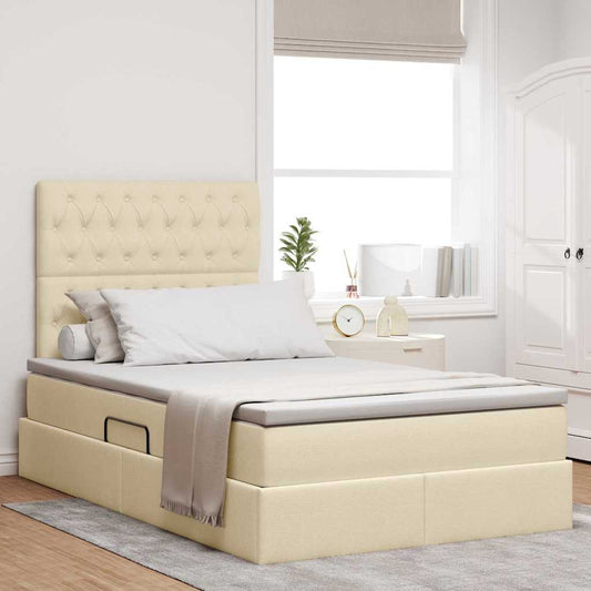 Letto con contenitore e materasso Crema 120 x 200 cm Tessuto | homemem39
