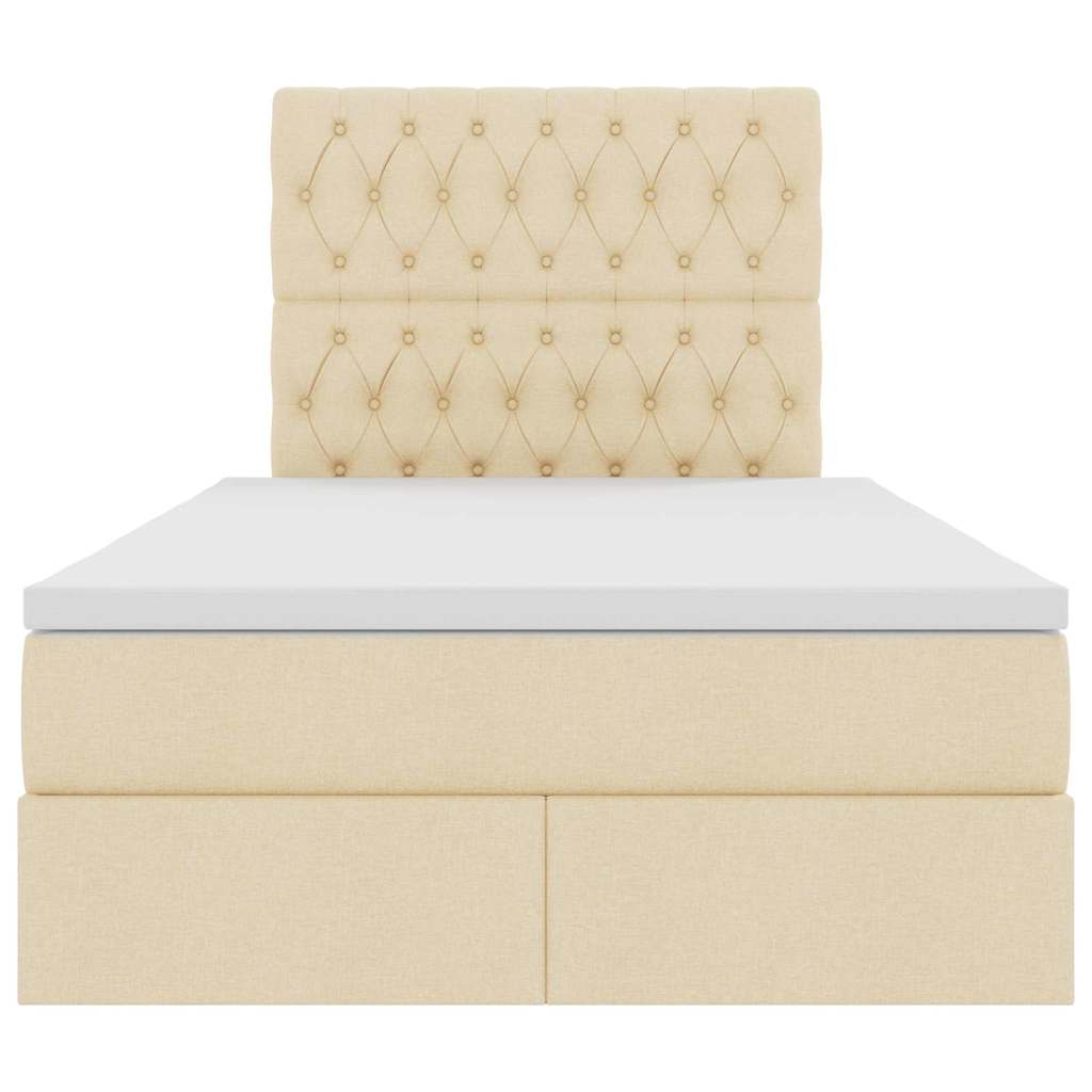 Letto con contenitore e materasso Crema 120 x 200 cm Poliestere
