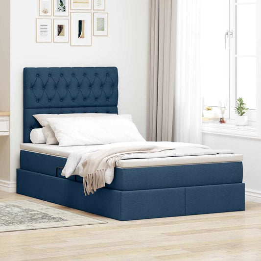 Letto con contenitore e materasso Blu 120 x 200 cm Tessuto | homemem39