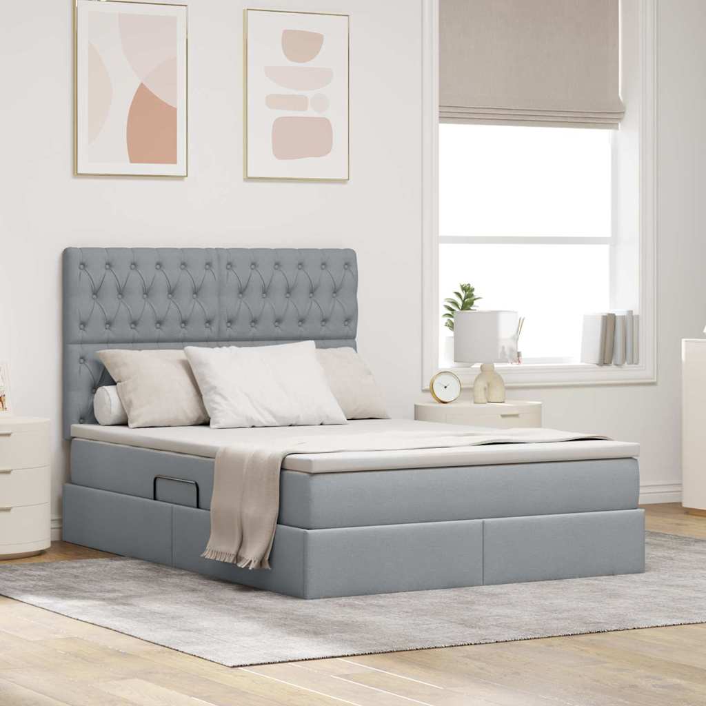 Letto con contenitore e materasso Grigio chiaro 140 x 190 cm | homemem39