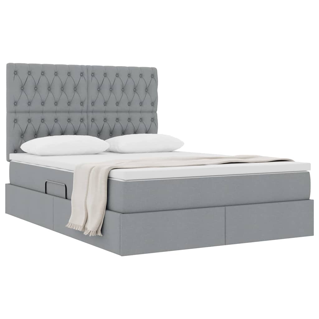 Letto con contenitore e materasso Grigio chiaro 140 x 190 cm | homemem39