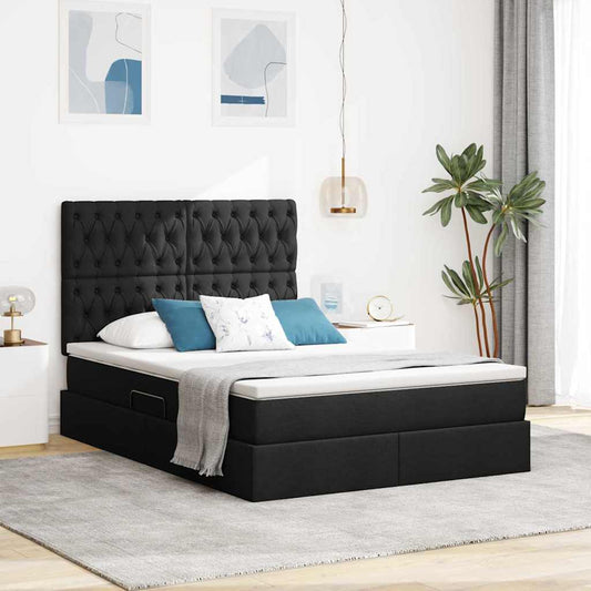 Letto con contenitore e materasso Nero 140 x 190 cm Tessuto | homemem39