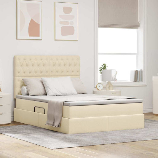 Letto con contenitore e materasso Crema 140 x 190 cm Tessuto | homemem39