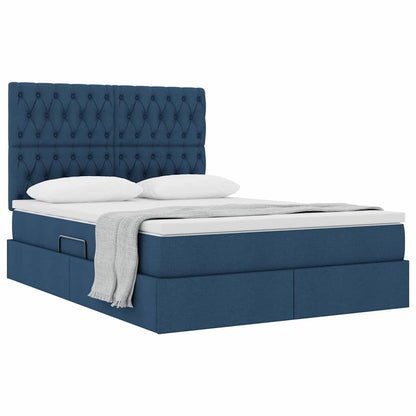 Letto con contenitore e materasso Blu 140 x 190 cm Tessuto | homemem39
