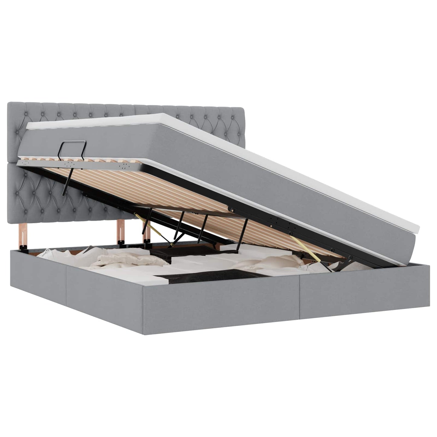 Letto con contenitore e materasso Grigio chiaro 160 x 200 cm | homemem39