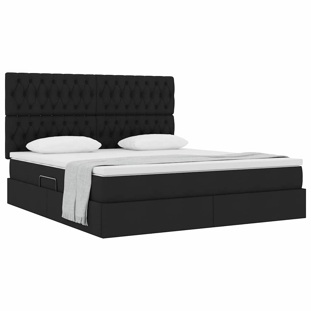 Letto con contenitore e materasso Nero 160 x 200 cm Poliestere