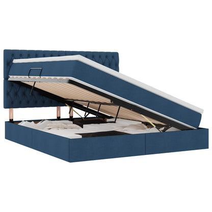 Letto con contenitore e materasso Blu 160 x 200 cm Tessuto | homemem39
