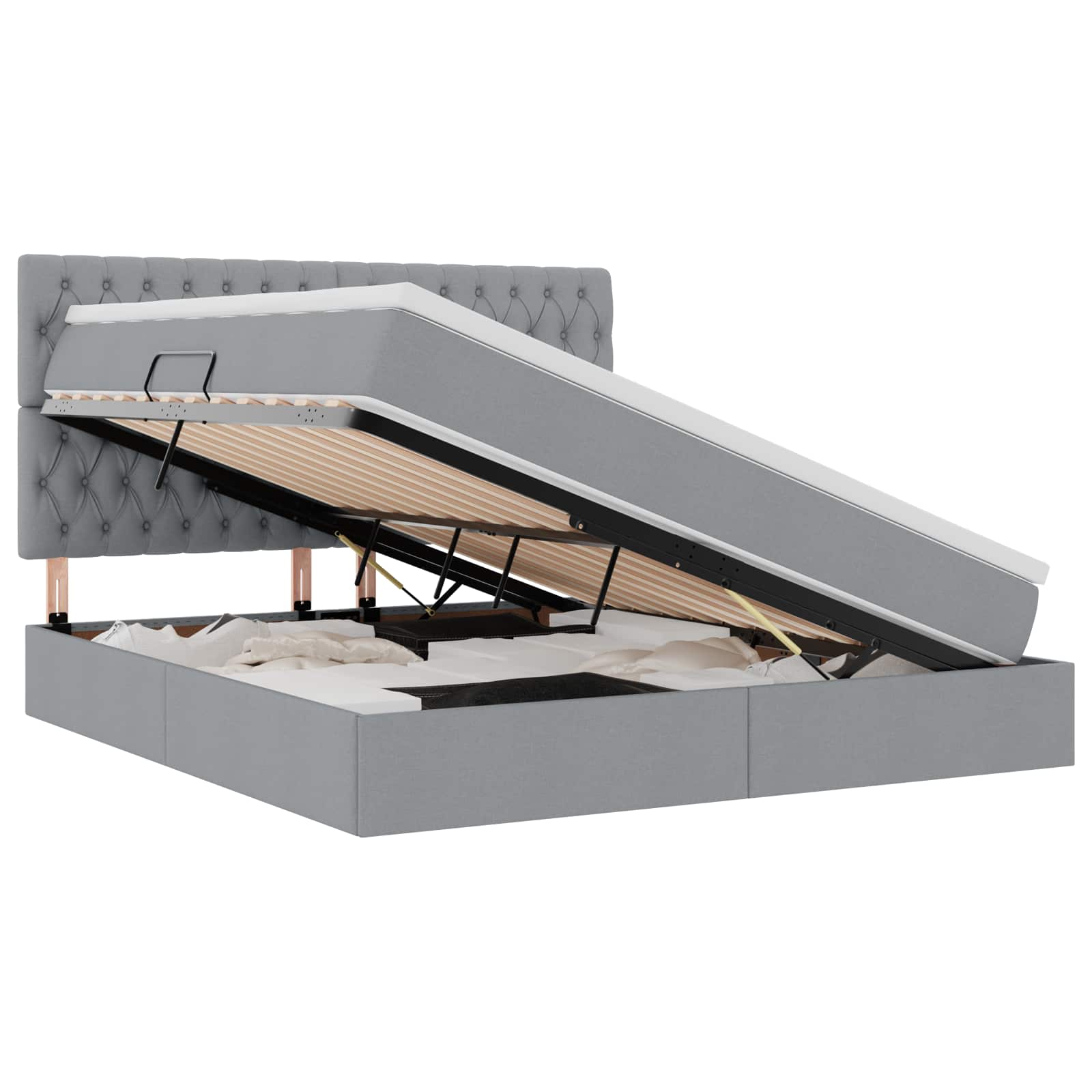 Letto con contenitore e materasso Grigio chiaro 180 x 200 cm | homemem39