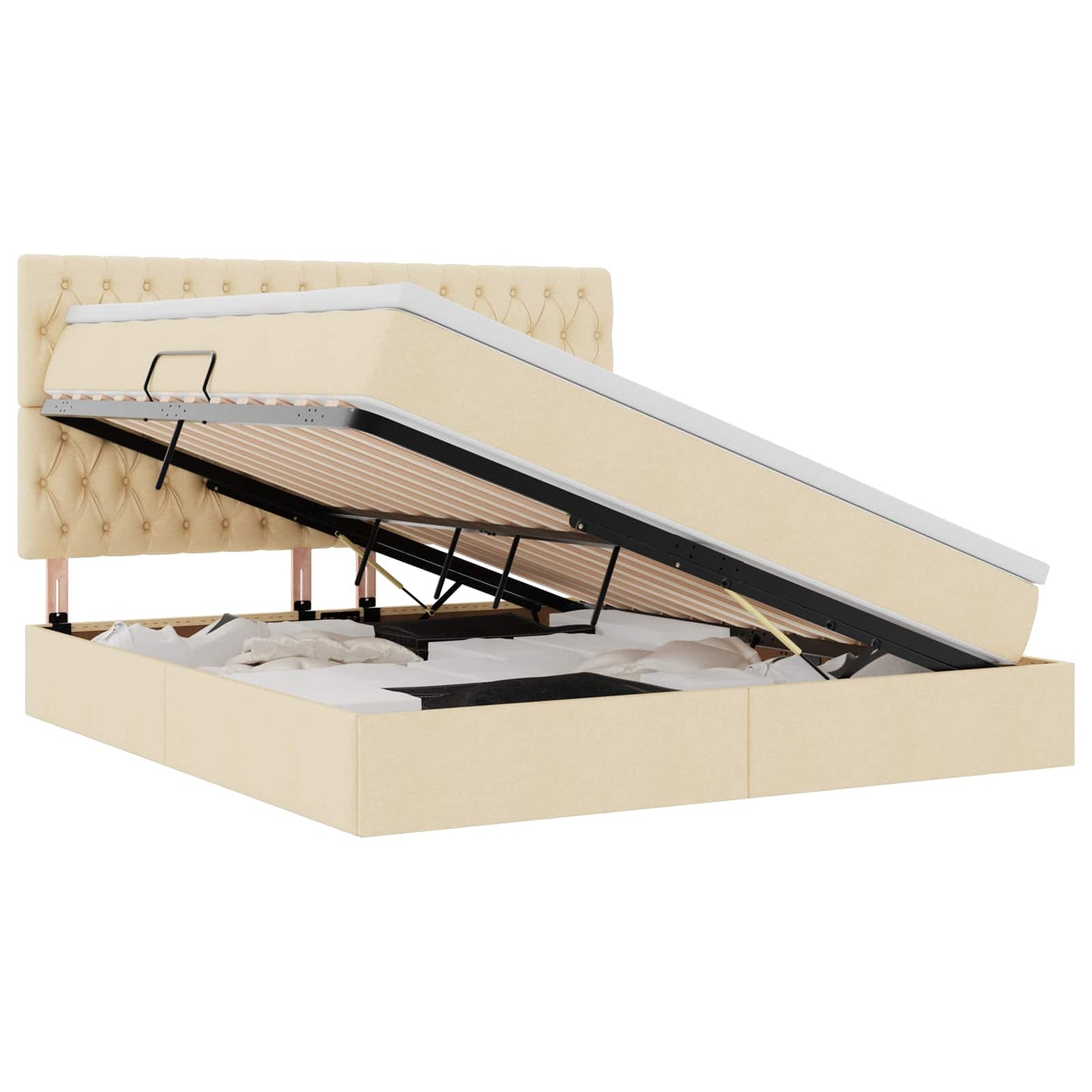 Letto con contenitore e materasso Crema 180 x 200 cm Tessuto | homemem39