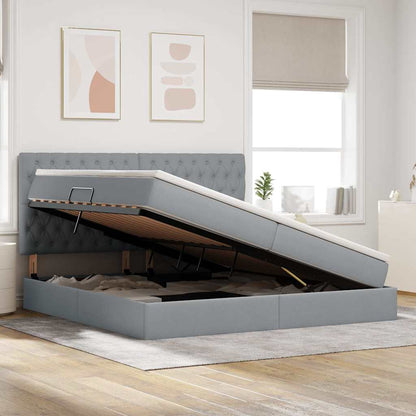 Letto con contenitore e materasso Grigio chiaro 200 x 200 cm | homemem39