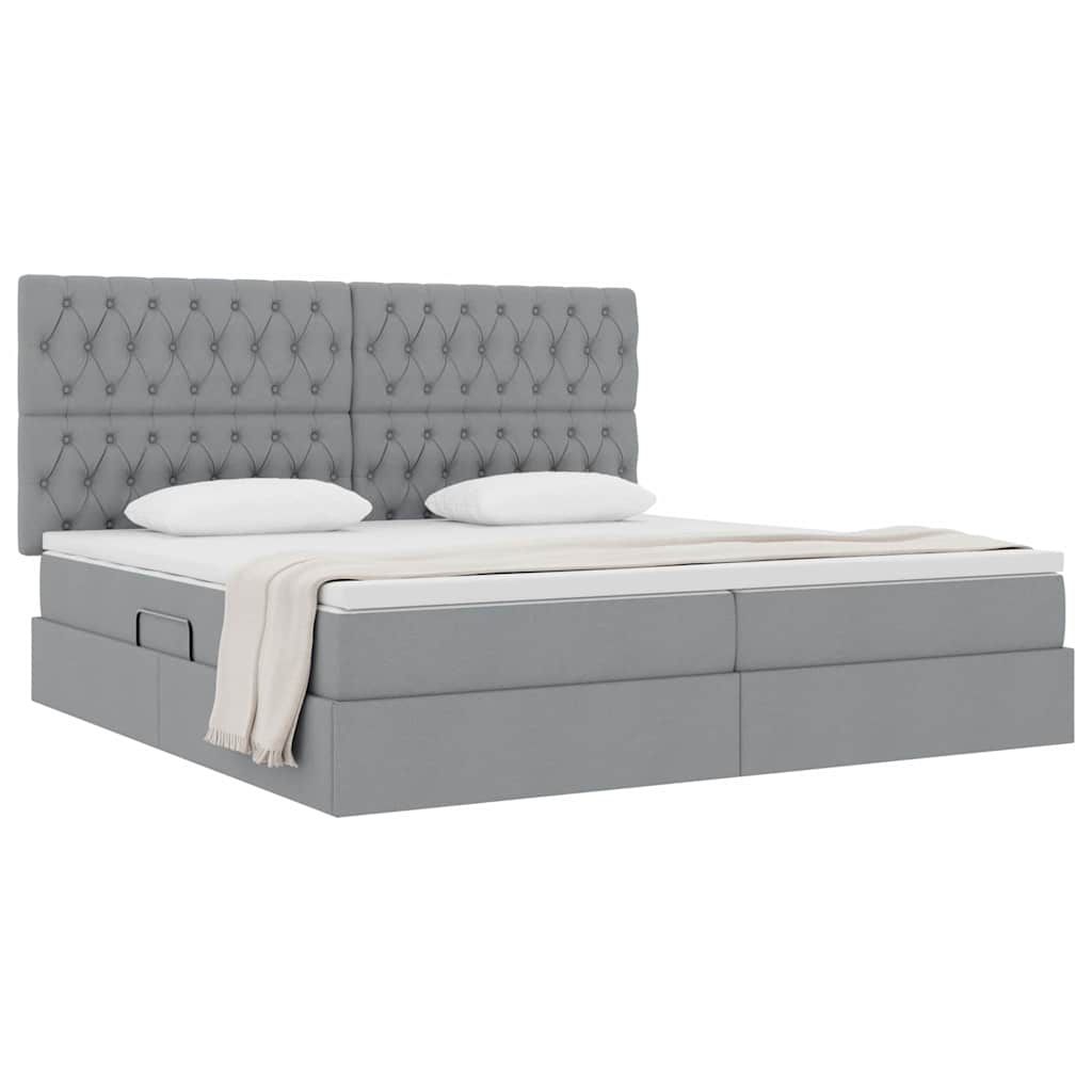 Letto con contenitore e materasso Grigio chiaro 200 x 200 cm | homemem39