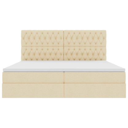 Letto con contenitore e materasso Crema 200 x 200 cm Tessuto | homemem39