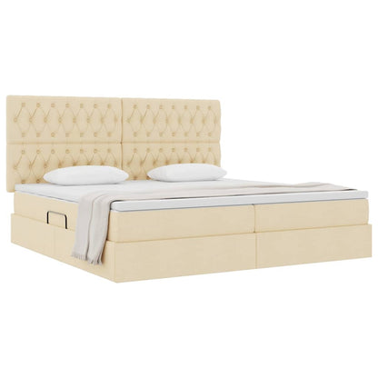 Letto con contenitore e materasso Crema 200 x 200 cm Tessuto | homemem39