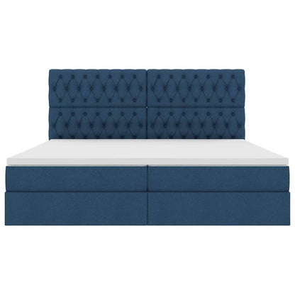 Letto con contenitore e materasso Blu 200 x 200 cm Tessuto
